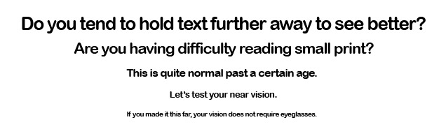 Near Vision Test